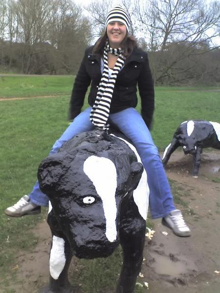 Emily on a cow!