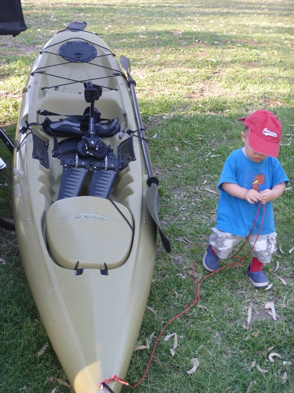 Noah preparing the kayak