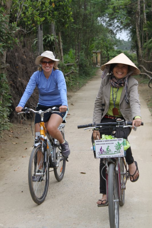 Biking with the guide's assistant
