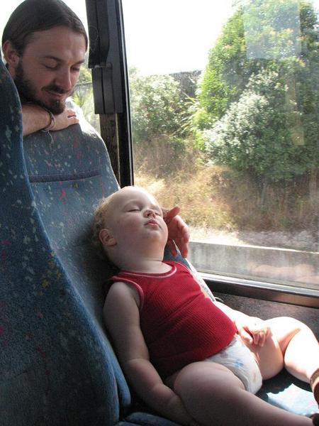 Sleeping in the bus