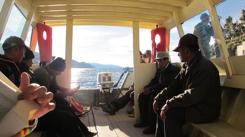 Boat across lake Titicaca