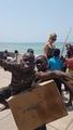 Local kids with their home made bow, arrow and shield, Ilha de Mozambique