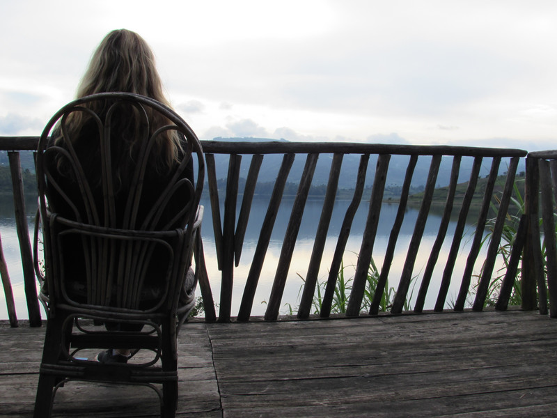 Chilling on the balcony on Lake Bunyonyi