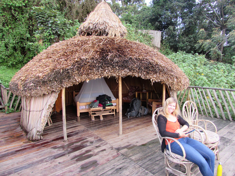 Our open sided hut on Lake Bunyonyi