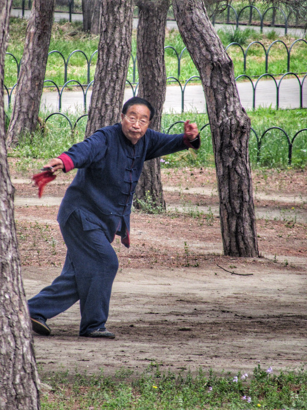 Practicing sword fighting in the Temple of Heaven 