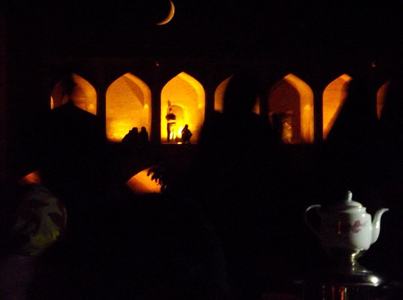 Tea time - picnicking at under the moon by the bridges in Esfahan