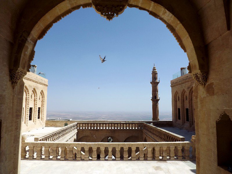 The caravanserai being restored in Mardin