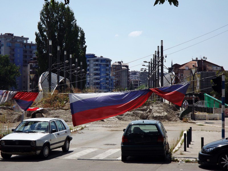 Looking across the bridge from the Serbian side, Mitrovica