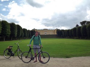 Cycling through the park in Copenhagen
