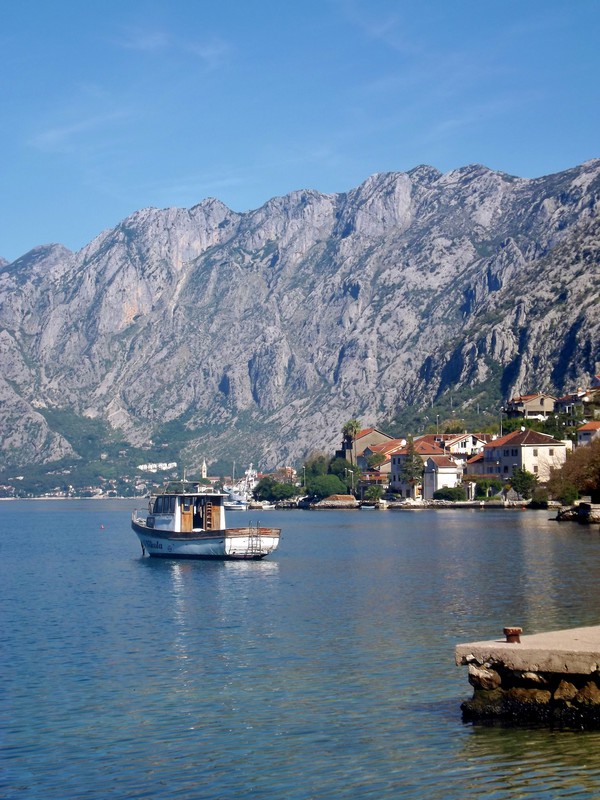Mountains plunge into the Bay of Kotor