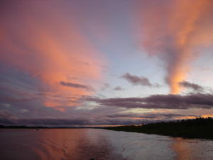 Sunset over River in Amazon