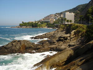 leblon beach with view to favela