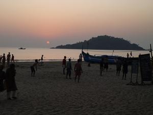 Classic beach sunset volleyball shot
