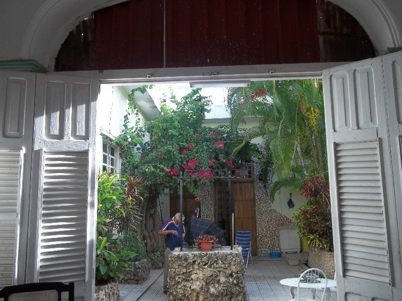 The view of the courtyard from the casa
