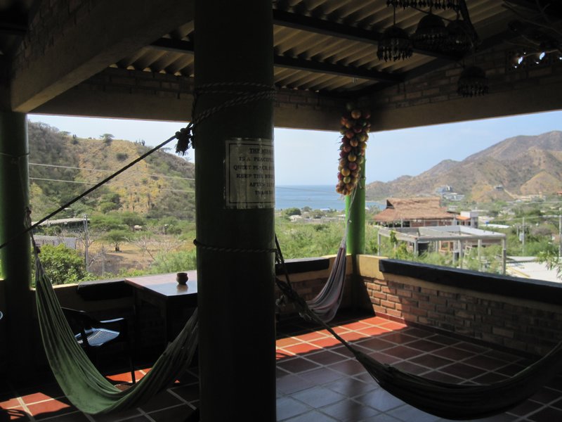 rooftop hammock spot at our hostel in Taganga
