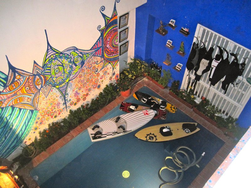 View of the courtyard at Blue House Hostel