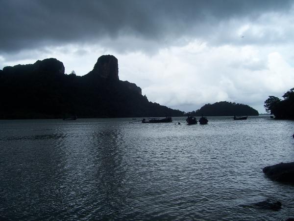 storm brewing over railay beach