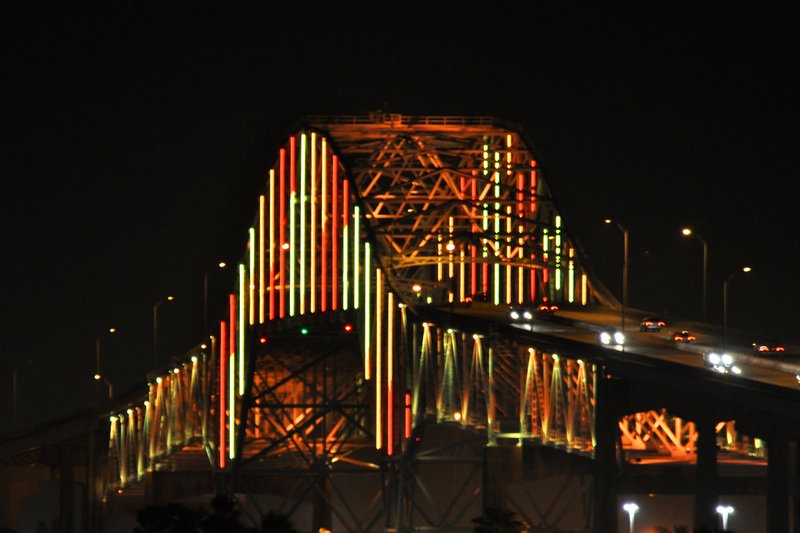 CC bridge at night