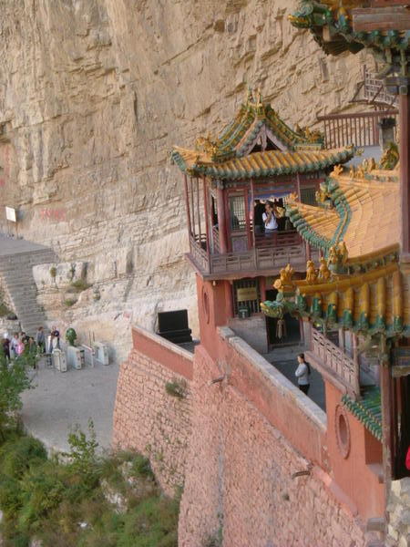 Temple hanging onto the cliff
