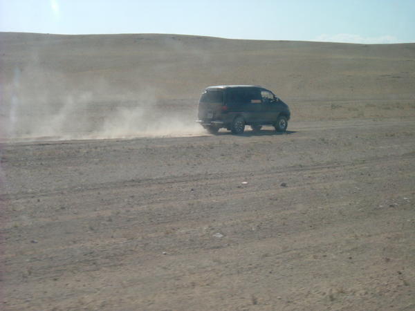 Van racing across the Gobi