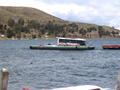 Our bus on a dinghy on lake titicaca