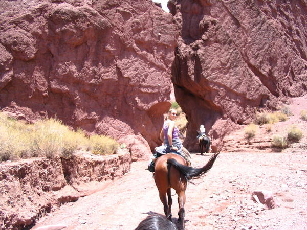 Donna on a horse in Tupiza
