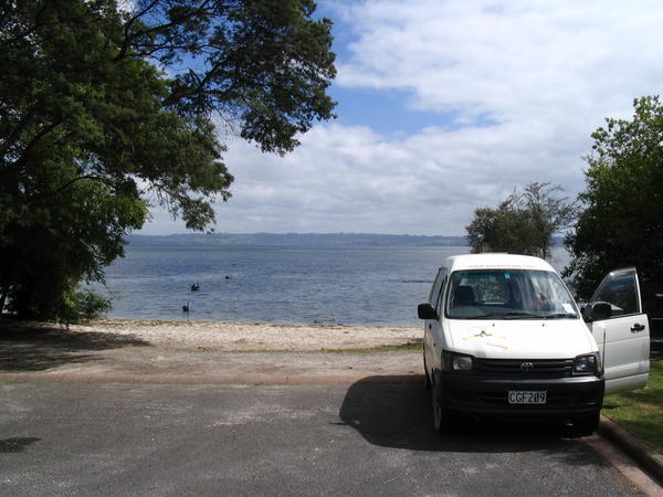 Lake Roturua campsite. 