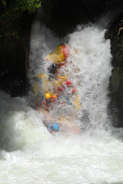 Getting wet on grade 5 rapids and a 7 metre waterfall!