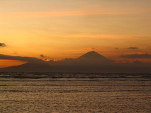 Bali volcano viewed from Gili