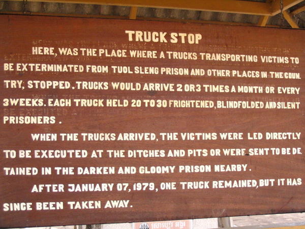 Truck stop sign at killing fields