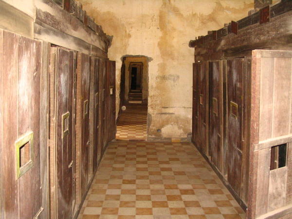 Wooden prison cells inside S21
