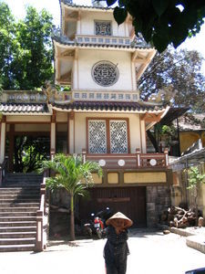 Long son pagoda with local old lady