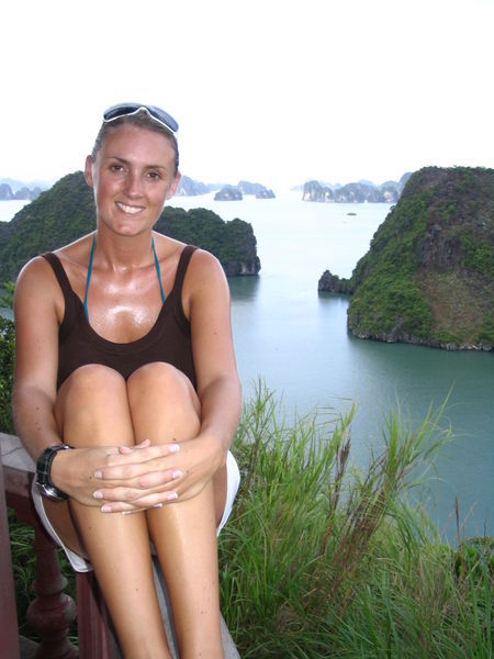 Donna posing at Halong Bay lookout
