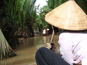 a Mekong Delta channel, seen from a canoe