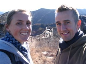 Us posing in front of Mutianyu wall