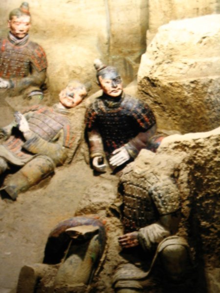 broken fragments of warriors being excavated