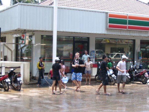 getting wet at Songkran