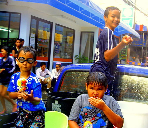 Kids having fun at songkran