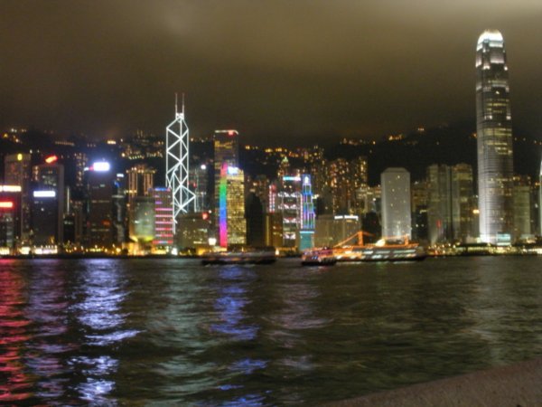 The famous Hong Kong skyline at night
