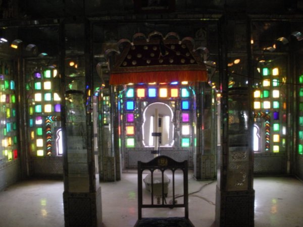 Colourful glass in city palace room