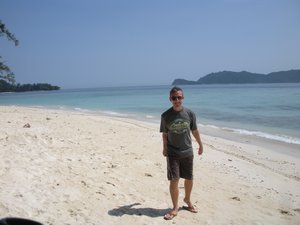 Neil enjoying the beach at Mamutik