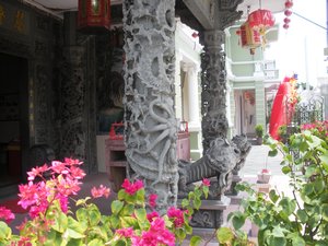 pillars at a Buddhist temple