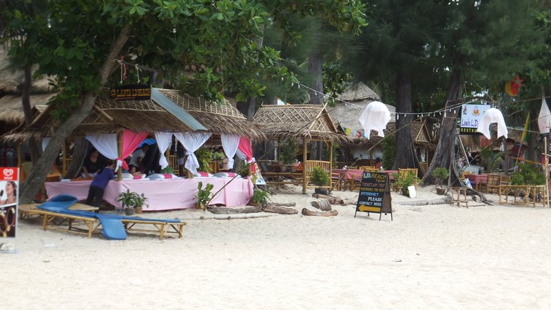 Massage huts on the beach
