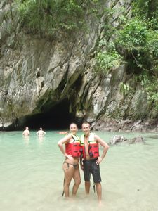 Us inside the Emerald Cave...fetching lifejackets too!