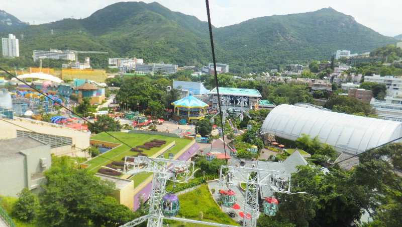 View from the cable car down to the park