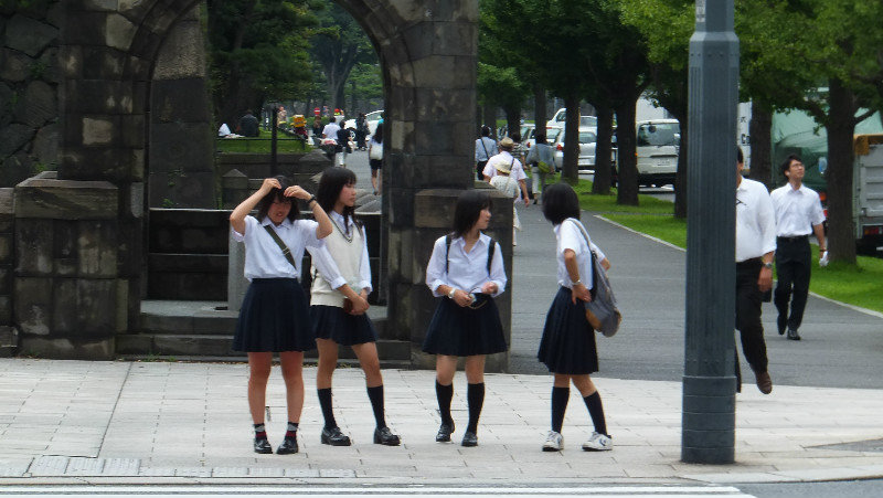 Tokyo School girls. This style of uniform is popular in and out of school