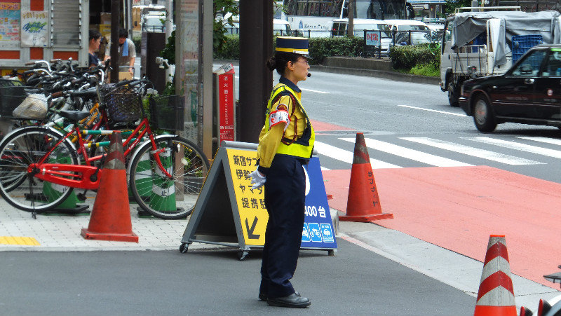 Traffic directing lady