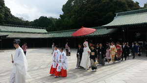 Wedding procession at Meiji shrine