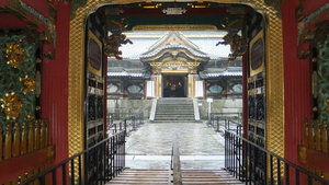 Looking through Yasha-mon Gate to Kara-mon Gate at Taiyuin mausoleum