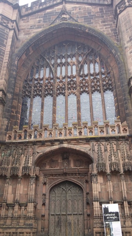 Stained glass window on Chester Cathedral